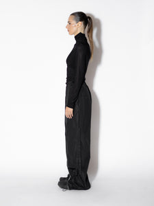 Black Mesh Turtleneck Top - Side View, Transparent and Stylish
