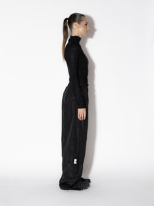 Black Mesh Turtleneck Top - Side View, Transparent and Stylish