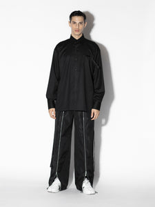 Black Long Sleeve Ribbon Shirt - Front View, Comfortable and Stylish Shirt