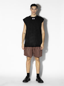 Brown Nylon Shorts - Front View, Sporty Comfort and Urban Style