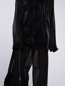 ORGANZA SEE SHIRT BLACK