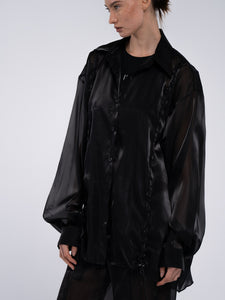 ORGANZA SEE SHIRT BLACK