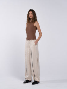 SIGNATURE ZIPPER TROUSERS - NUDE