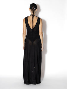 Black Net Long Dress - Back View, Graceful and Versatile