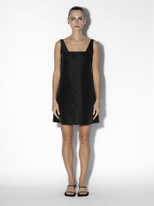 Black Sleeveless Nylon Short Dress - Front View, Versatile and Stylish