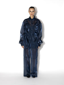 Organza See Trousers - Blue Color, Lightweight and Translucent Fabric