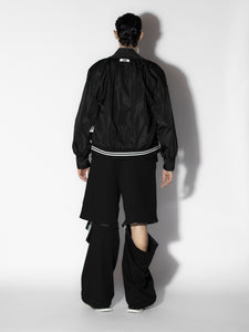 Varsity Jacket Signature - Black - Back View, Stylish Lined Ribbon Detail
